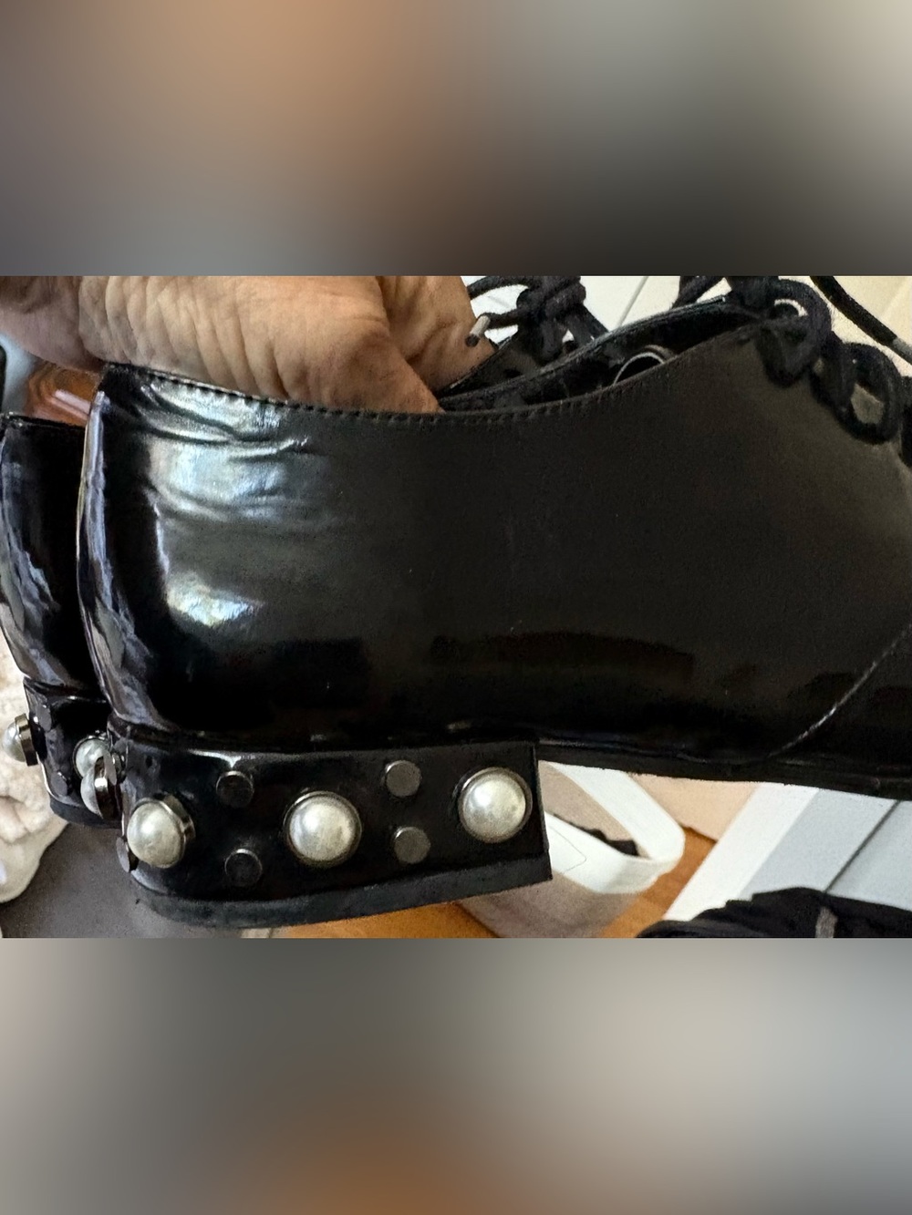 Sole Society Black Patent Lace-Up Flats